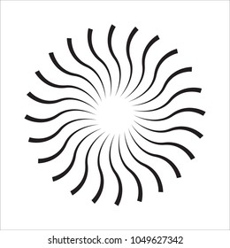 Circular, radial abstract geometric rays, flame. Geometric element. Vector illustration.