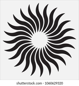Circular, radial abstract geometric rays, flame. Geometric element. Vector illustration.
