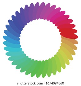 Circular and radial abstract mandalas, motifs, decoration design elements with spectrum colors. Generative geometric and abstract art shapes