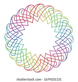 Circular and radial abstract mandalas, motifs, decoration design elements with spectrum colors. Generative geometric and abstract art shapes