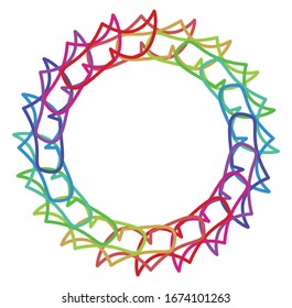 Circular and radial abstract mandalas, motifs, decoration design elements with spectrum colors. Generative geometric and abstract art shapes