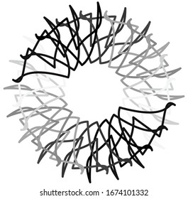 Circular and radial abstract mandalas, motifs, decoration design elements. Black and white generative geometric and abstract art shapes