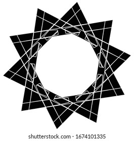 Circular and radial abstract mandalas, motifs, decoration design elements. Black and white generative geometric and abstract art shapes