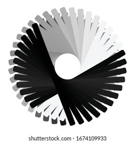 Circular and radial abstract mandalas, motifs, decoration design elements. Black and white generative geometric and abstract art shapes