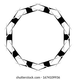 Circular and radial abstract mandalas, motifs, decoration design elements. Black and white generative geometric and abstract art shapes