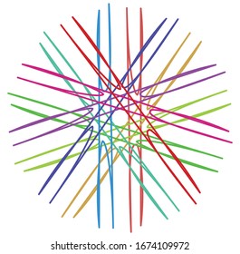 Circular and radial abstract mandalas, motifs, decoration design elements with spectrum colors. Generative geometric and abstract art shapes