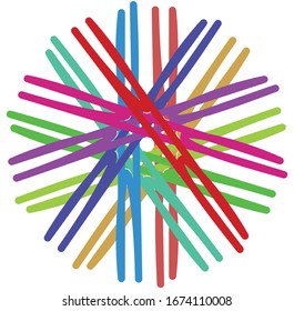 Circular and radial abstract mandalas, motifs, decoration design elements with spectrum colors. Generative geometric and abstract art shapes