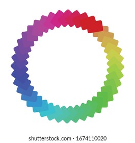Circular and radial abstract mandalas, motifs, decoration design elements with spectrum colors. Generative geometric and abstract art shapes