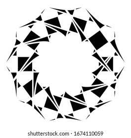 Circular and radial abstract mandalas, motifs, decoration design elements. Black and white generative geometric and abstract art shapes