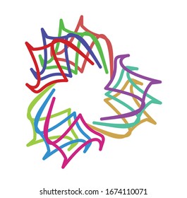 Circular and radial abstract mandalas, motifs, decoration design elements with spectrum colors. Generative geometric and abstract art shapes