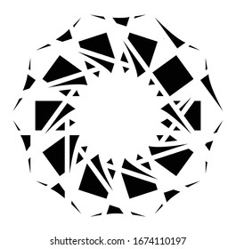 Circular and radial abstract mandalas, motifs, decoration design elements. Black and white generative geometric and abstract art shapes