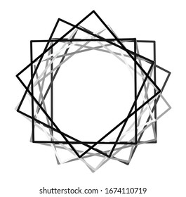 Circular and radial abstract mandalas, motifs, decoration design elements. Black and white generative geometric and abstract art shapes