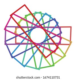 Circular and radial abstract mandalas, motifs, decoration design elements with spectrum colors. Generative geometric and abstract art shapes