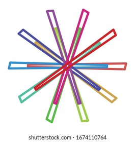 Circular and radial abstract mandalas, motifs, decoration design elements with spectrum colors. Generative geometric and abstract art shapes