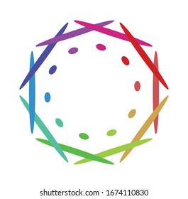 Circular and radial abstract mandalas, motifs, decoration design elements with spectrum colors. Generative geometric and abstract art shapes