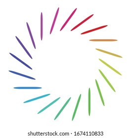 Circular and radial abstract mandalas, motifs, decoration design elements with spectrum colors. Generative geometric and abstract art shapes