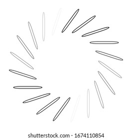 Circular and radial abstract mandalas, motifs, decoration design elements. Black and white generative geometric and abstract art shapes