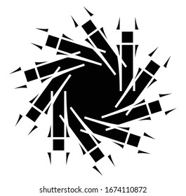 Circular and radial abstract mandalas, motifs, decoration design elements. Black and white generative geometric and abstract art shapes