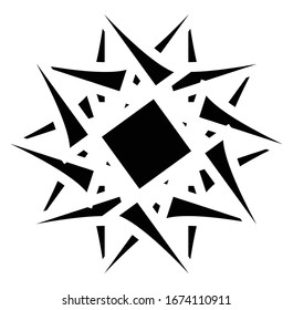 Circular and radial abstract mandalas, motifs, decoration design elements. Black and white generative geometric and abstract art shapes