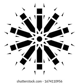 Circular and radial abstract mandalas, motifs, decoration design elements. Black and white generative geometric and abstract art shapes