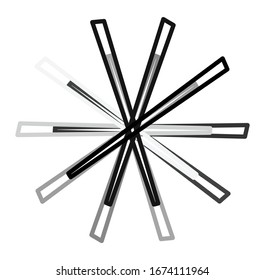 Circular and radial abstract mandalas, motifs, decoration design elements. Black and white generative geometric and abstract art shapes