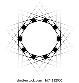 Circular and radial abstract mandalas, motifs, decoration design elements. Black and white generative geometric and abstract art shapes