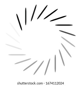 Circular and radial abstract mandalas, motifs, decoration design elements. Black and white generative geometric and abstract art shapes