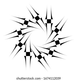 Circular and radial abstract mandalas, motifs, decoration design elements. Black and white generative geometric and abstract art shapes