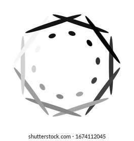 Circular and radial abstract mandalas, motifs, decoration design elements. Black and white generative geometric and abstract art shapes