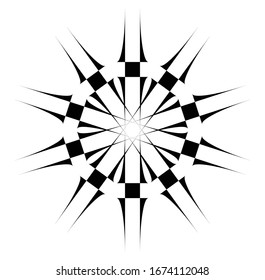 Circular and radial abstract mandalas, motifs, decoration design elements. Black and white generative geometric and abstract art shapes