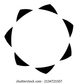 Circular and radial art pattern. Black geometric mandala, motif icon, silhouette