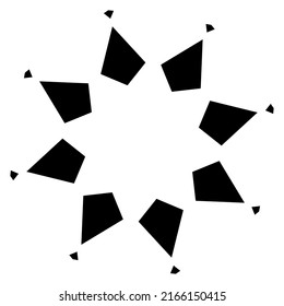 Circular and radial art pattern. Black geometric mandala, motif icon, silhouette