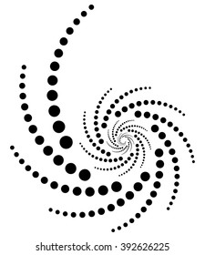 Circular, radial dots. Abstract dotted, concentric element.