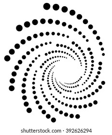 Circular, radial dots. Abstract dotted, concentric element.