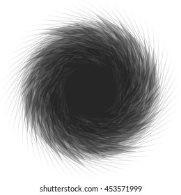 Circular radial element isolated on white. Spinning, whirling abstract geometric shape. 