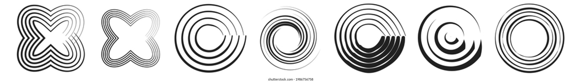 Circular, radial element shape set vector image