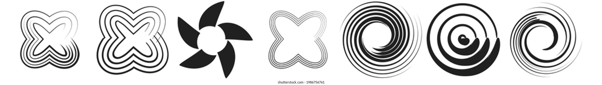 Circular, radial element shape set vector image