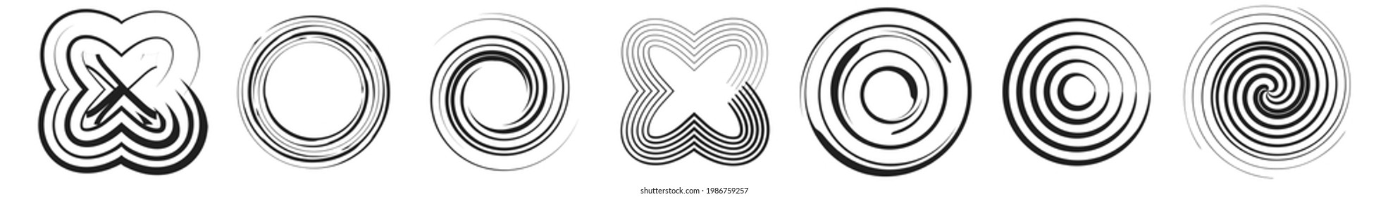Circular, radial element shape set vector image