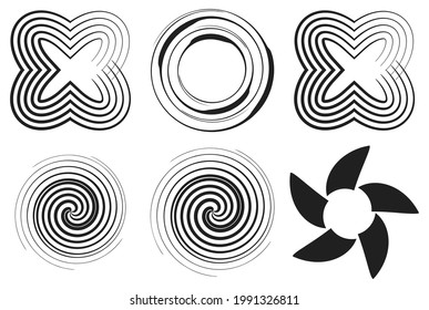 Circular, radial element shape set vector image
