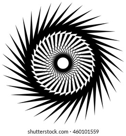 Circular radial geometric element isolated on white background 