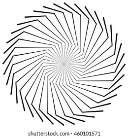 Circular radial geometric element isolated on white background 