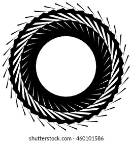 Circular radial geometric element isolated on white background 