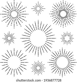 Circular radial line of light frame design set