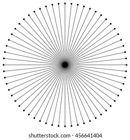 Circular radial lines with dots at line's ends