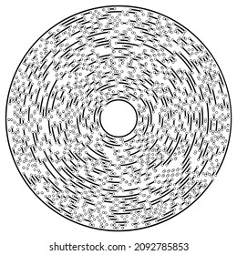 Circular, radial lines with nodes, points