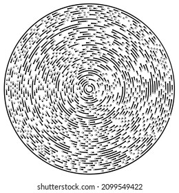 Circular, radial lines with nodes, points