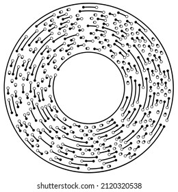 Circular, líneas radiales con nodos, puntos