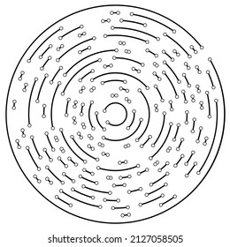 Circular, radial lines with nodes, points