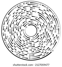 Circular, líneas radiales con nodos, puntos