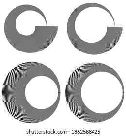 Circular radial lines volute, helix shape design element(s)